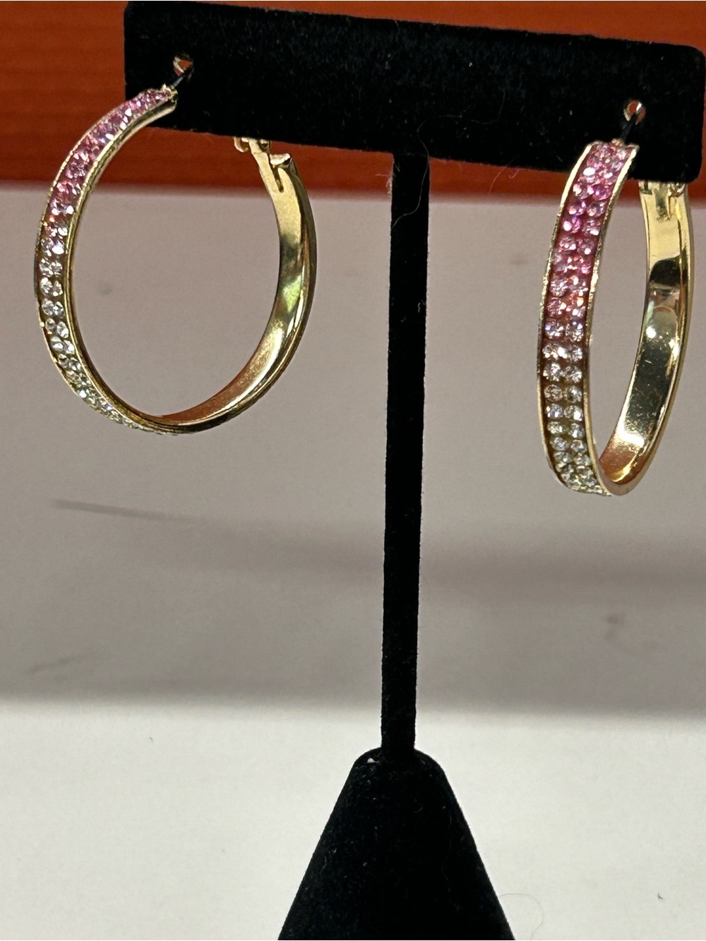 Ombrè crystal Gold Hoop Earrings